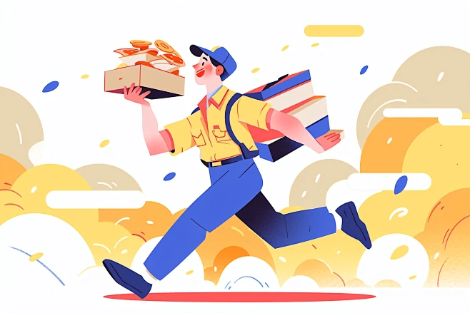 外卖员跑腿小哥快递插画