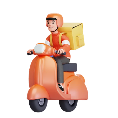 PNG素材:送货员骑踏板车