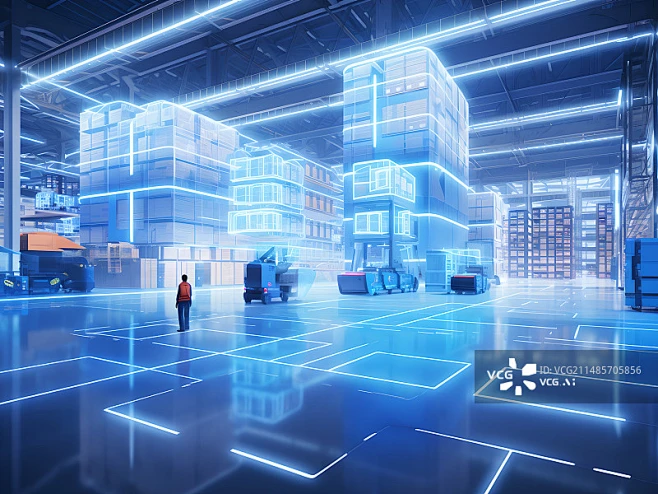 【AI数字艺术】科技概念的智慧物流,智慧仓库图片素材